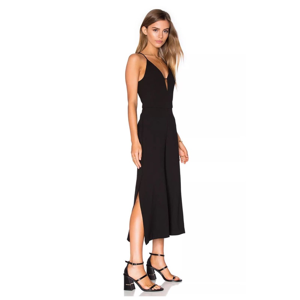 N Nicholas Black Keyhole Split Leg Jumpsuit Size 4 Criss-Cross Straps at Back - Picture 3 of 16